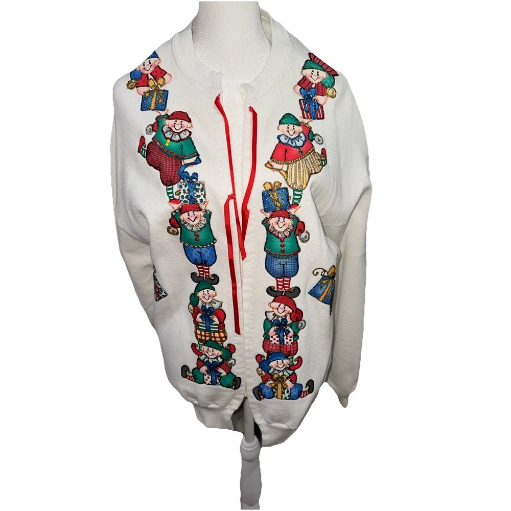 Vintage Jerzees Puff Paint Custom Sweater Made In USA Size Large
